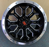 20" HAVOK H108 Wheel 🔥 20X9 -12 5X127 🔥 C.B 78.1 Black & Machined Lip Rim 🔻